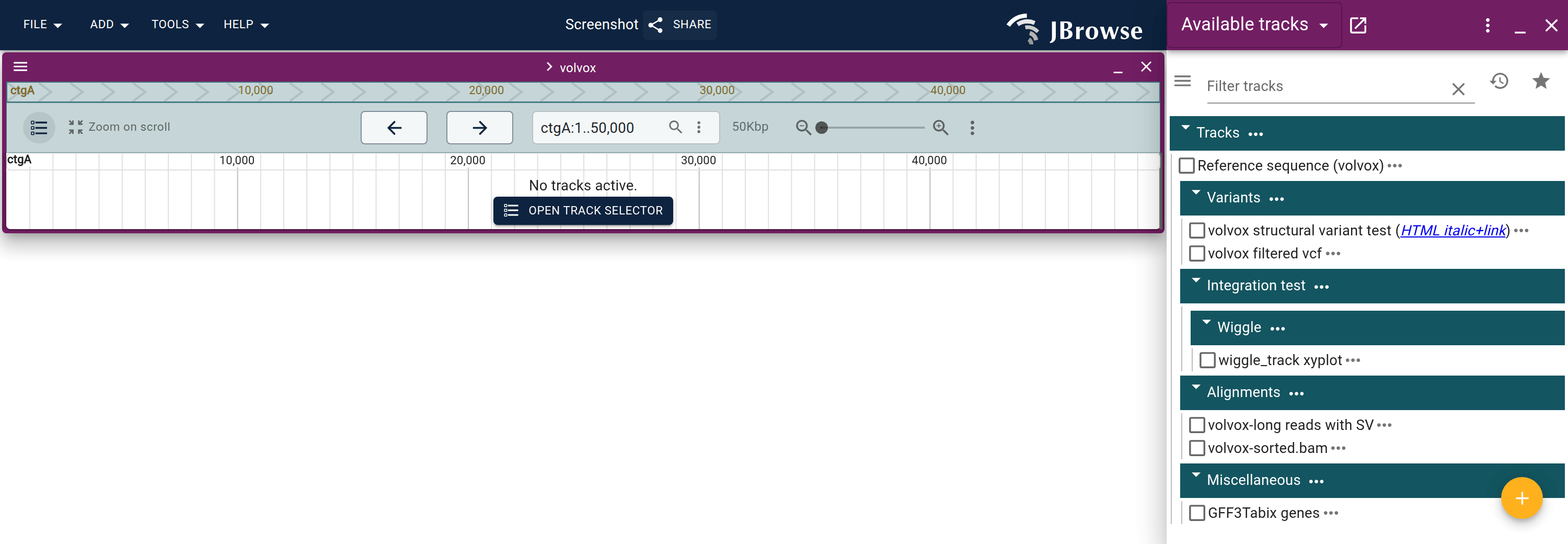 Example screenshot showing the default theme