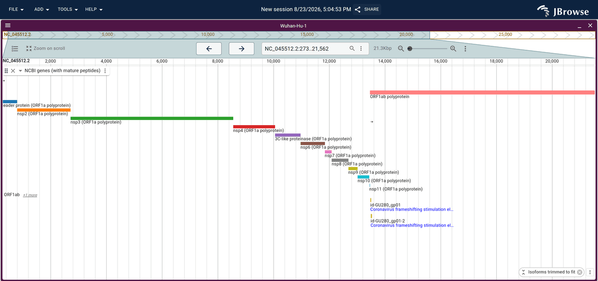 SARS-CoV-2 polyprotein subfeatures