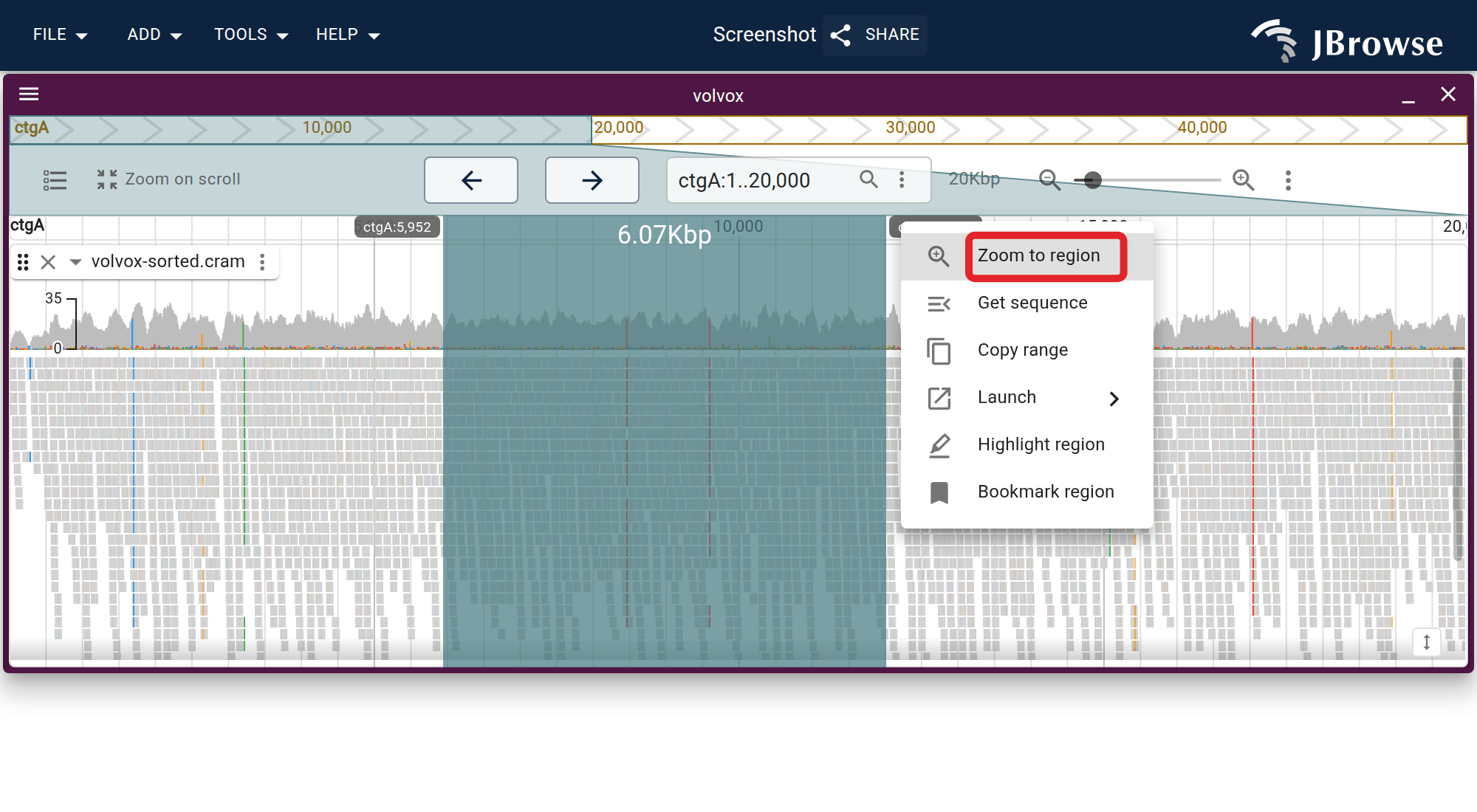 Rubberbanding the main and overview scalebars. The main one produces extra options on selection.
