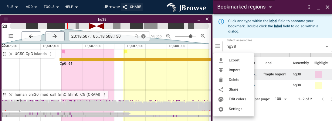 Highlight colors can be modified in the bookmarks widget.