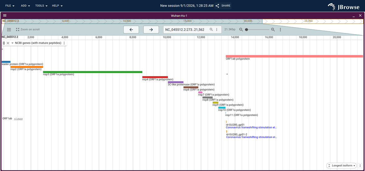 SARS-CoV-2 polyprotein subfeatures